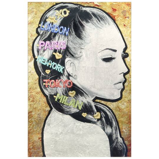 Empire Art Direct Silver Leaf Vetro de Arte 36" x 24" City Clips Frameless Printed Tempered Glass Wall Art